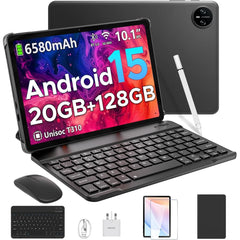 DOOGEE Tab A9 Pro VIB Edition (2025) 10.1" Android WIFI Tablet (128GB Storage / 4GB + 16GB Shared Memory) Bundle (Keyboard + Mouse + Pen + Cover + Screen Protector) , Black