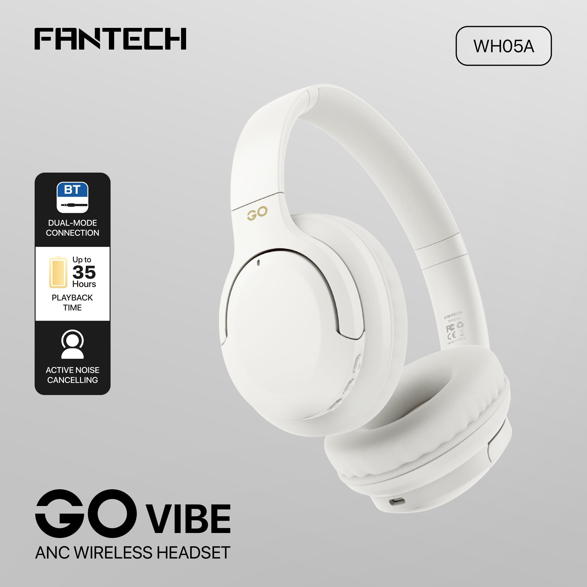 FANTECH WH05A GO VIBE ANC WIRELESS HEADSET BAIGE - CompuMe
