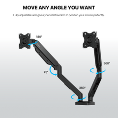 Fantech Workstation MBD1 Dual-Arm Monitor Mount, 90 Degree for 13" to 32" Screen Adjustable Spring Dual Monitor Arm Bracket for Desk