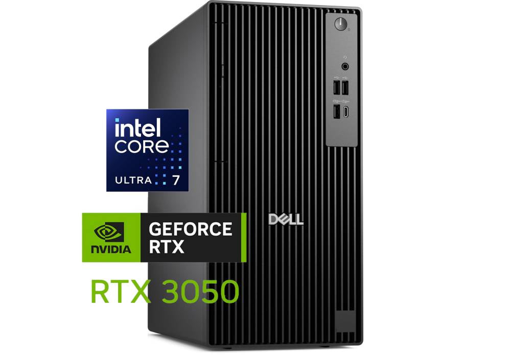 Dell Pro Tower QCT1250 Desktop PC, Intel® Core™ Ultra 7 265U 5.3GHz Series 2, NVIDIA GeForce RTX 3050 6GB, 16GB (Customized) DDR5, 512 SSD, w/ Dell Wired Keyboard & Mouse KB216 + MS116