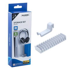 Dobe Headset Storage Set with Game Disc Rack for PS5 (TP5 - 2509) with gamepad
