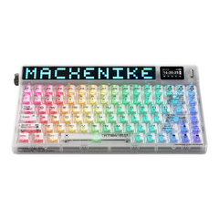 Machenike KT84 Mechanical Keyboard – 84-Key Wireless/Wired Gateron G Pro 2.0 Yellow Switches Hot-Swappable Smart Screen – White