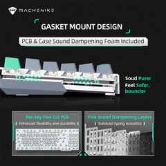 Machenike K500 Pro-B94 Mechanical Keyboard – 94-Key Grey Brown (Tactile) Switches Hot-Swappable Gasket Mount Wireless/Wired
