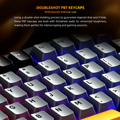 Machenike K600-B82W Mechanical Keyboard – 82-Key White Gateron Brown Switches Hot-Swappable Volume Knob Wireless/Wired