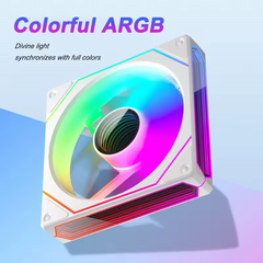 FAN OEM PRISM 6 PRO 120mm ARGB Cooling Fan – 5V 3-Pin 4-Pin PWM Quiet Operation 45.2CFM Airflow 600–1500RPM - White