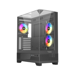 Twisted Minds DarkPulse Tempered Glass Mid Tower Gaming Case (3 ARGB Fans Included) - Black