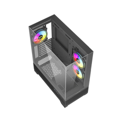 Twisted Minds DarkPulse Tempered Glass Mid Tower Gaming Case (3 ARGB Fans Included) - Black