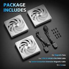 Darkflash Gauss G16 3in1 120mm Magnetic ARGB Case FAN - White