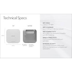 NETGEAR (WAX610) Cloud Managed Access Point Wi-Fi 6 AX1800 Dual Band PoE with a 2.5GbE port Multi-Gig Insight Managed Enterprise level security | WAX610 | - CompuMe