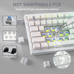 ATTACK SHARK X820Ultra Tri-mode Gasket Shark Switch Mechanical Keyboard - White Contour