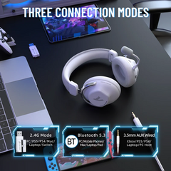 Attack Shark L50 Tri-Mode Wireless Gaming Headset – Bluetooth 5.3, White