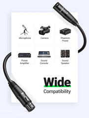 UGREEN XLR Male to Female Microphone Extension Cable – 2m, Black