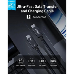 Anker Prime USB-C to USB-C Cable Thunderbolt 5 Cable Black