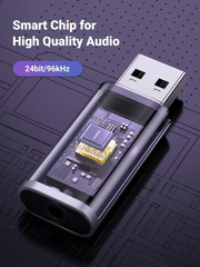 UGREEN 80864 USB External Sound Card – USB-A to 3.5mm Audio Jack, Aluminum