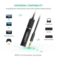 UGREEN Bluetooth 5.0 Transmitter & Receiver – 3.5mm Audio Cable, 8H Battery