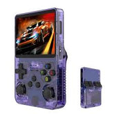 R36S Handheld Game Console, 3.5 inch IPS Screen Retro Gaming Console 64G Card with 15000+Classic Games, Open Source Linux Portable Video Player (PURPLE) - CompuMe
