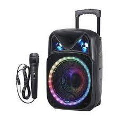 High-power Bluetooth speaker, portable sound column with stereo 3D surround and subwoofer, featuring outdoor LED color light and microphone