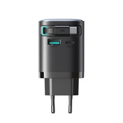 JOYROOM JR-TCL02 GaN 65W Charger with Retractable Cable(EU)-Black