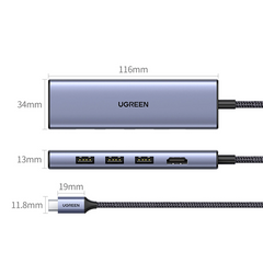 UGREEN USB-C to 3*USB 3.0 A + HDMI 4K*2K/30Hz + SD + TF