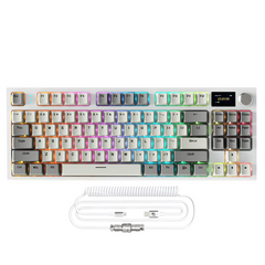 Attack Shark K86 RGB Tri-Mode Retro Grey & Coiled Cable Gaming Keyboard