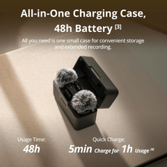 DJI Mic Mini (2 TX + 1 RX + Charging Case), Ultralight, Detail-Rich Audio, 48h Use Noise Cancelling, Automatic Limiting