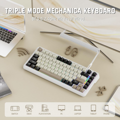 ATTACK SHARK M86 Tri-mode Gasket Blueberry switch Mechanical Keyboard - Cheese White