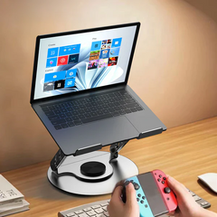 Lenyes CR190 Laptop Stand – 360° Rotating & Foldable (Silver)