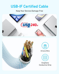 Anker Zolo USB-C to USB-C Cable 6 FT (1.8m, 240W) White