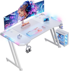 HLONONE Gaming Desk with LED, Carbon Fiber - Black / 120cm*60cm