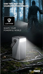LENYES PX601D 60000mAh Power Bank with 65W Charging and Digital Display - Black