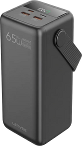 LENYES PX601D 60000mAh Power Bank with 65W Charging and Digital Display - Black