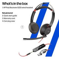 Poly Blackwire 5220 Stereo USB-C Headset +3.5mm Plug +USB-C/A Adapter