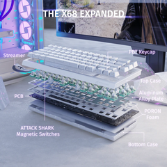 ATTACK SHARK X68 HE MAGNITC SWITCH KEYBORAD White Contours