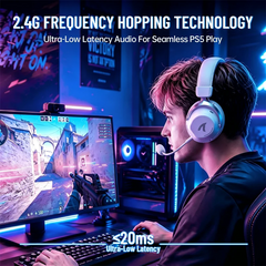 Attack Shark L50 Tri-Mode Wireless Gaming Headset – Bluetooth 5.3, White