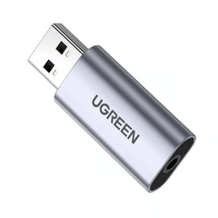 UGREEN 80864 USB External Sound Card – USB-A to 3.5mm Audio Jack, Aluminum