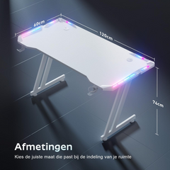 HLONONE Gaming Desk with LED, Carbon Fiber - Black / 120cm*60cm
