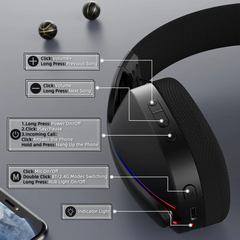 ATTACK SHARK L90 Foldable RGB Ultra-Light Tri-Mode Gaming Headset / Black