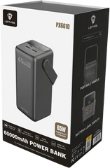 LENYES PX601D 60000mAh Power Bank with 65W Charging and Digital Display - Black