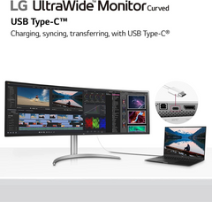 LG 49WQ95C-W 49 Inch Curved Ultra Wide™ DQHD 1440P Nano IPS 144Hz HDR 400 with G-SYNC® Compatible Monitor