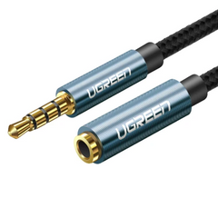 UGREEN 3.5mm Male to Female Extension Audio Cable – 4-Pole, Braided, Black - 0.5M