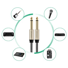 Ugreen 10636 6.5mm Male To 6.5mm Male Stereo Auxiliary Audio Cable With Zinc Alloy Housing And Nylon Braided 1m