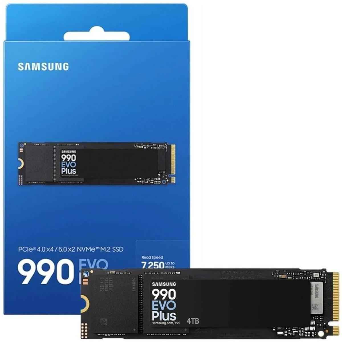 Samsung 990 Evo Plus Ssd 4tb, Pcie Gen 4x4 | Gen 5x2 M.2, Speeds Up To 7,250 Mb/s, Upgrade Storage For Pc/laptops, Hmb Technology And Intelligent Turbowrite 2.0