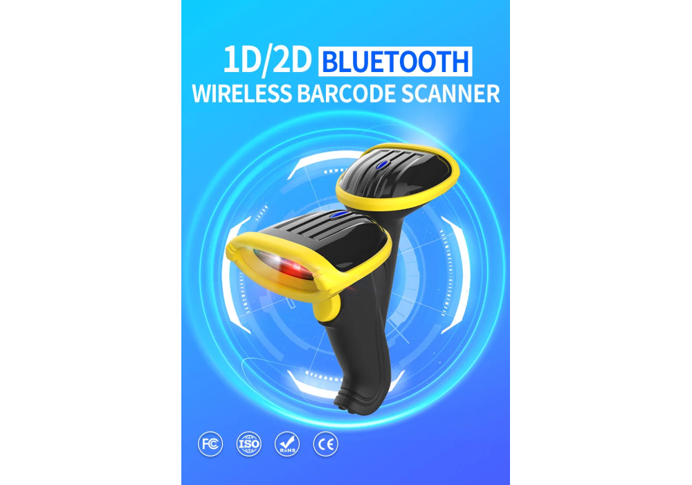 GTCODESTAR X-378D - Dual Interface Wireless 2D QR Code Scanner Gun, Portable, Rugged, Long Battery Life - 1D, 2D, Barcode, Bluetooth, 2.4Ghz, USB