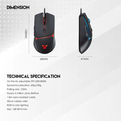 FANTECH P51 Power Bundle 5 IN 1 Gaming Set Combo Black Wired (Keyboard + Mouse + Headset + Mouse Pad+ Headset Stand)