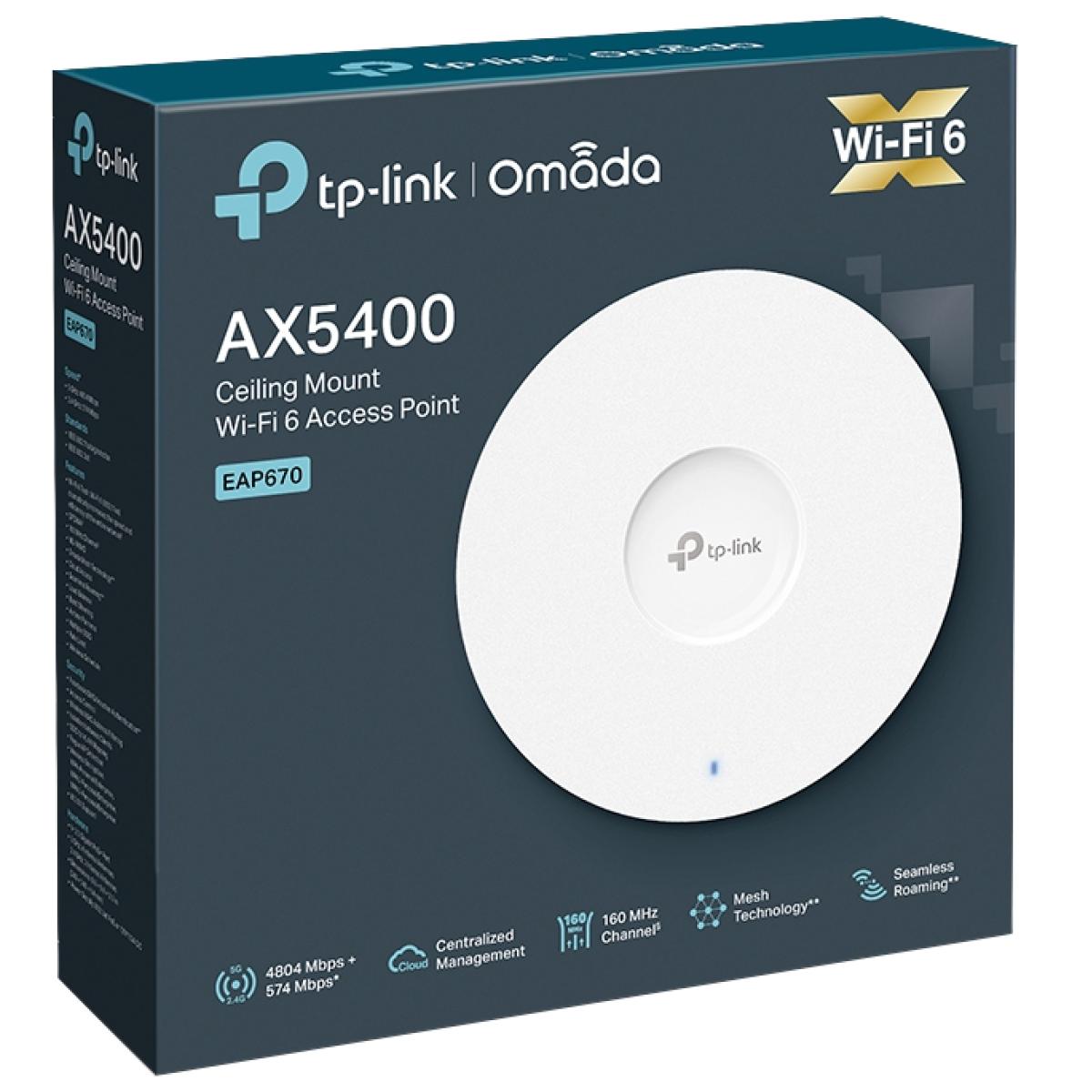 Tp Link Eap670 Omada Wifi 6 Ax5400 Wireless 2.5g Ceiling Mount Access Point Support Mesh Sdn Integrated Cloud Access & Omada App Poe+ Powered - CompuMe