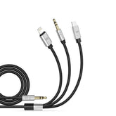 Earldom 3 in 1 Type c Et-aux09 Aux Cable (1000ml Black/silver)