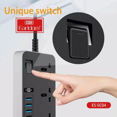 Earldom Sc04 Eu-socket 3000w 6usb Ports 3 Power Socket 3.1a 200cm