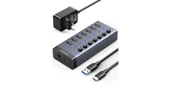 UGREEN Powered USB 3.0 Hub 7-Port with 4 Smart Charging Ports & Individual On/Off Switches