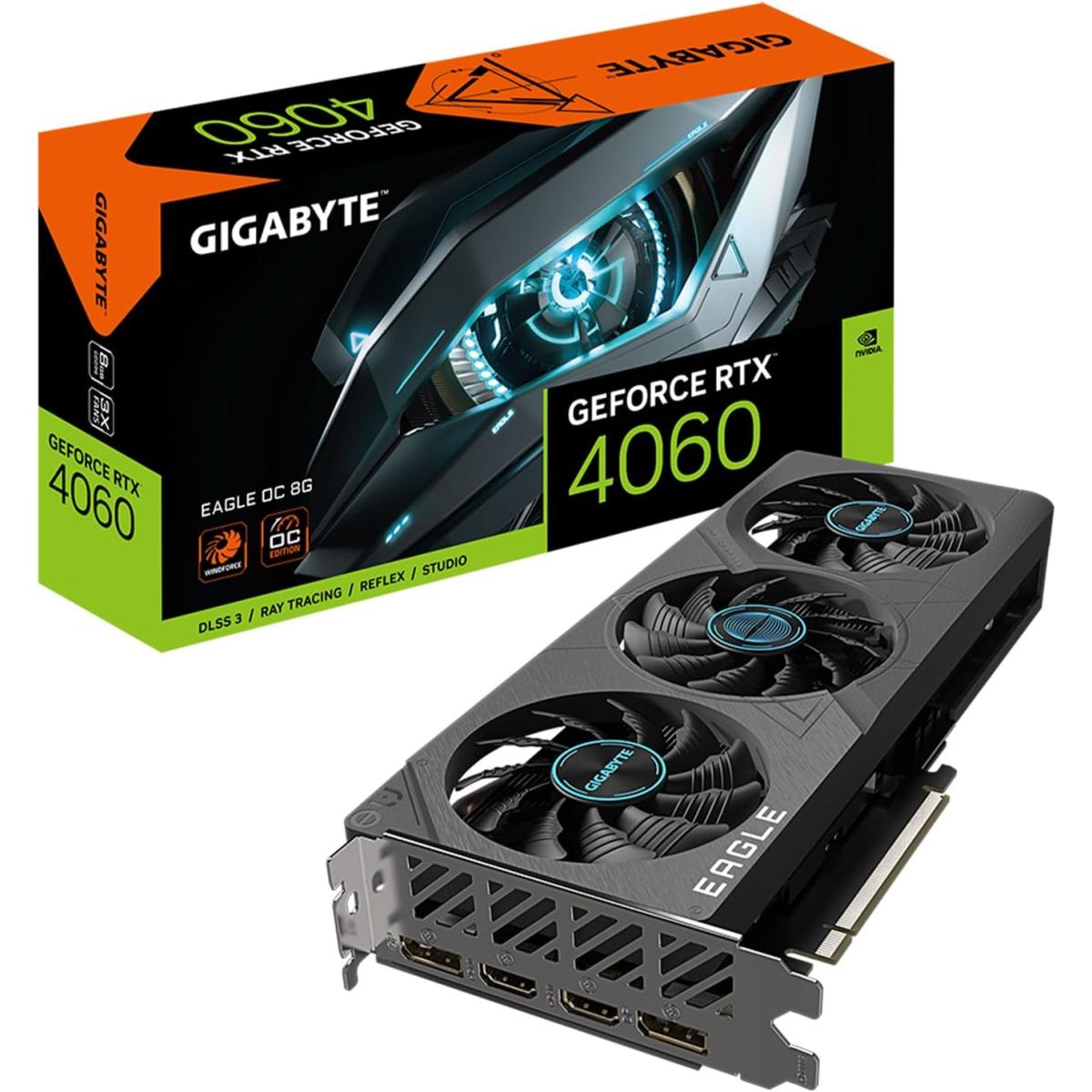 Gigabyte Geforce Rtx 4060 Eagle Oc 8g 3x Windforce Fans 8gb 128 Bit Gddr6 Video Card