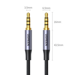UGREEN AV183 3.5mm Aux Audio Cable (1m) – Premium Nylon Braided | Hi-Fi Sound | Gray | 10648